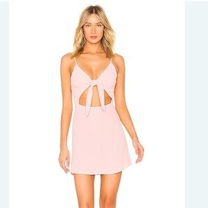 Flynn Skye balletcore mini tie-front cutout dress in cotton pink NWT size medium